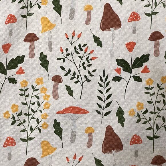 Eccolo MUSHROOM POM POM Reusable Tote Cotton Canvas Bag Multi Botanical - Picture 2 of 12